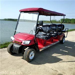 傲森酒红色电动高尔夫球车8座
