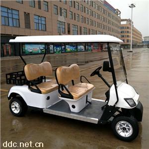 正两排4座白色电动高尔夫球车加斗