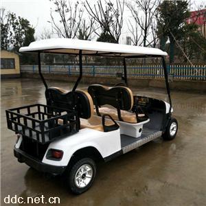 正两排4座白色电动高尔夫球车加斗
