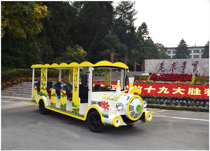 景区电动观光车及图片价格湖南旅游观光小火车带门封闭电瓶游览车-湖